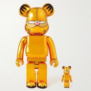 BE@RBRICK + Garfield 100% + 400% Printed Metallic PVC Figurine Set